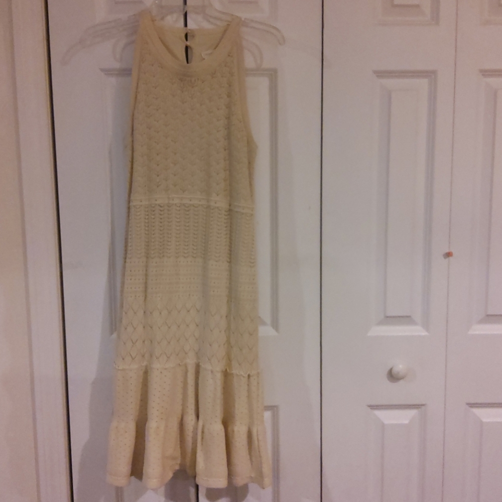 Knitted dress. It's stretchy and comfortable.